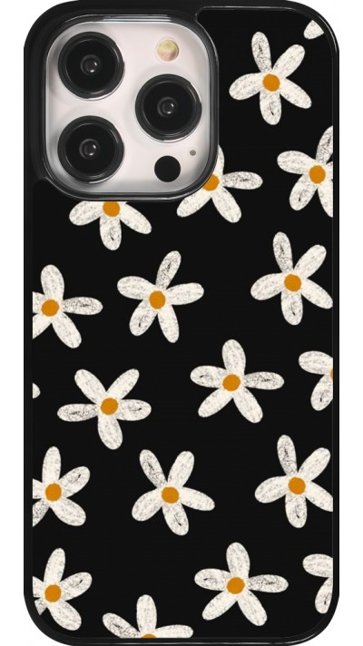Coque iPhone 14 Pro - Easter 2024 white on black flower