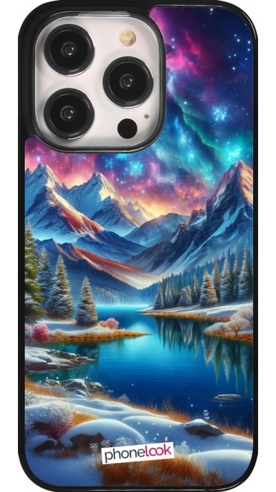 Coque iPhone 14 Pro - Fantasy Mountain Lake Sky Stars