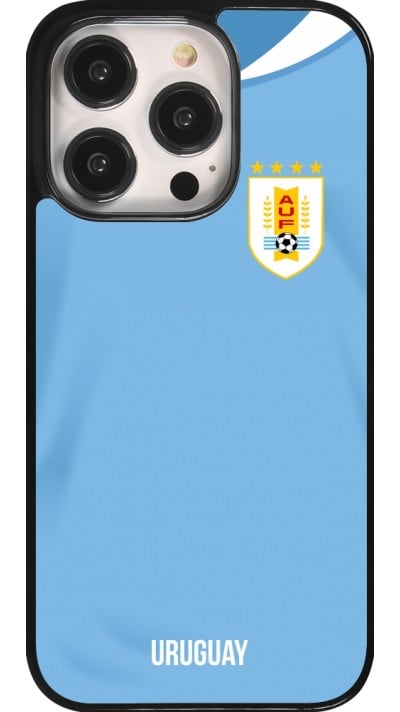 iPhone 14 Pro Case Hülle - Uruguay 2022 personalisierbares Fussballtrikot