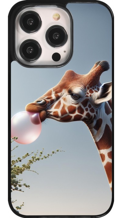 iPhone 14 Pro Case Hülle - Giraffe mit Blase