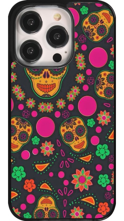 iPhone 14 Pro Case Hülle - Halloween 22 colorful mexican skulls