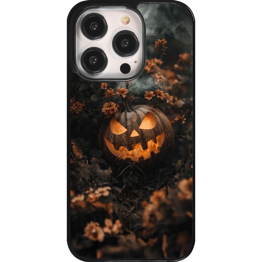 iPhone 14 Pro Case Hülle - Halloween 2025 Pumpkin with flowers