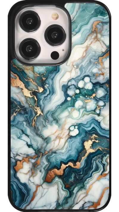 iPhone 14 Pro Case Hülle - Grüner Blauer Goldener Marmor