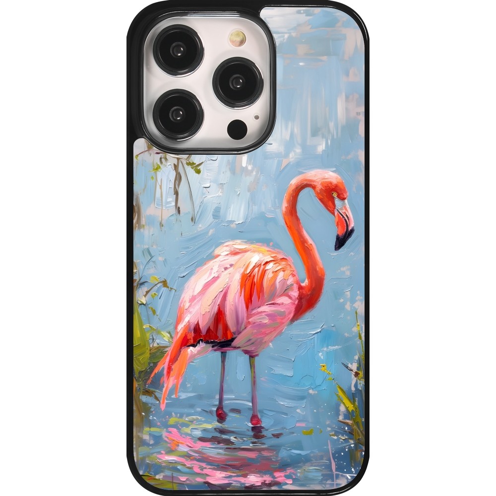 Coque iPhone 14 Pro - Paint Flamingo