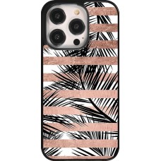 iPhone 14 Pro Case Hülle - Palm trees gold stripes