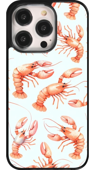 iPhone 14 Pro Case Hülle - Muster von pastellfarbenen Hummern