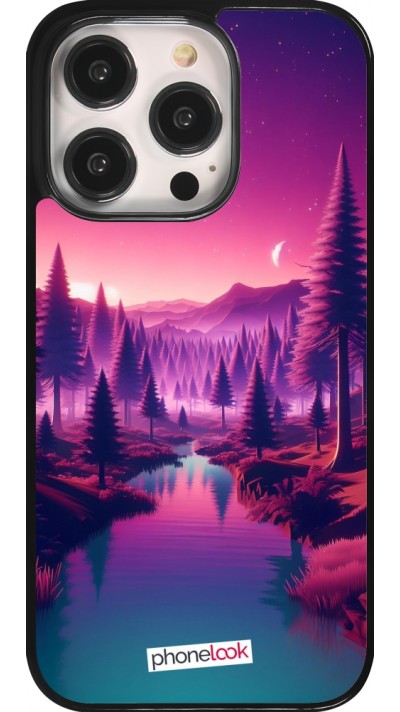iPhone 14 Pro Case Hülle - Lila-rosa Landschaft