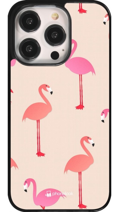 iPhone 14 Pro Case Hülle - Pink Flamingos Pattern
