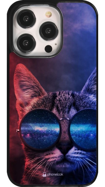iPhone 14 Pro Case Hülle - Red Blue Cat Glasses