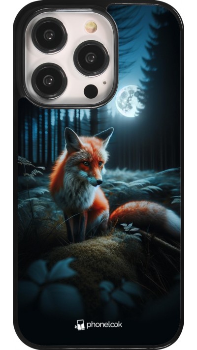 Coque iPhone 14 Pro - Renard lune forêt