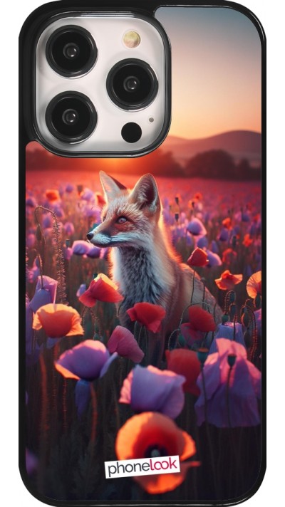 iPhone 14 Pro Case Hülle - Purpurroter Fuchs bei Dammerung