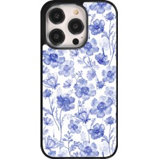 iPhone 14 Pro Case Hülle - Spring 23 watercolor blue flowers