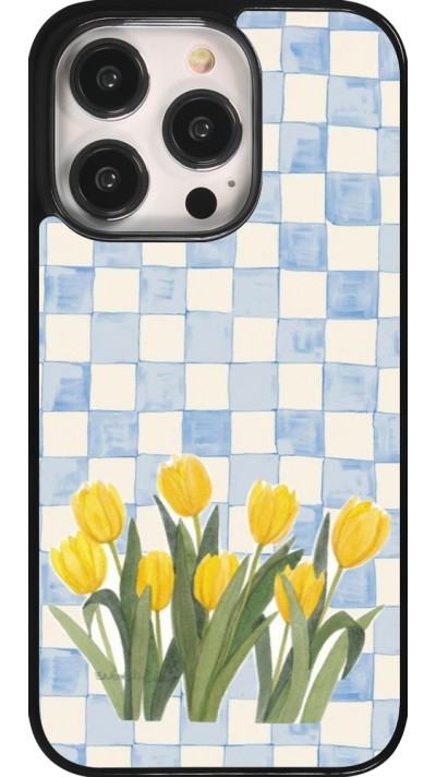 Coque iPhone 14 Pro - Blue vichy tulips 2026