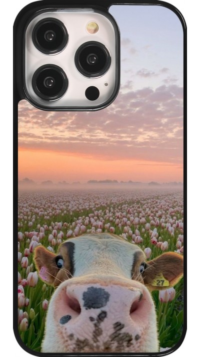 Coque iPhone 14 Pro - Cow with tulips 2026