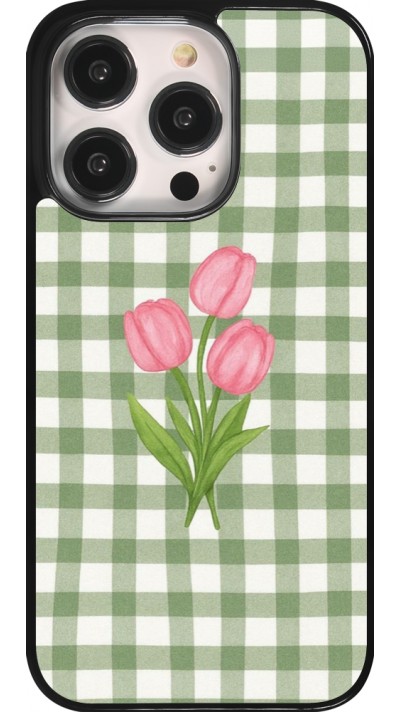 Coque iPhone 14 Pro - Green vichy tulips 2026