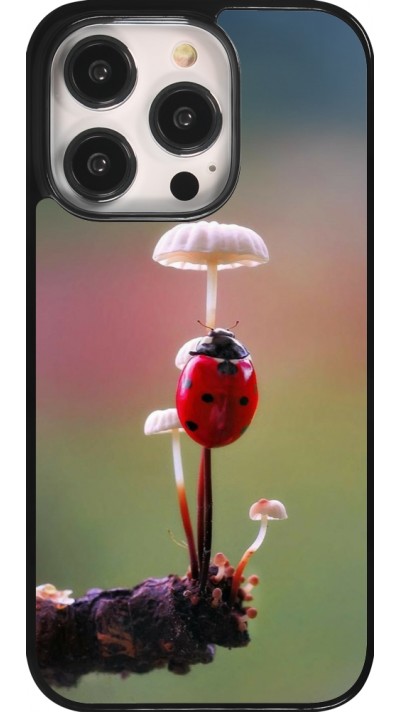 Coque iPhone 14 Pro - Ladybird on a mushroom 2026