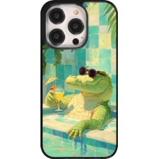Coque iPhone 14 Pro - Crocodile in the swimming pool Summer 2026