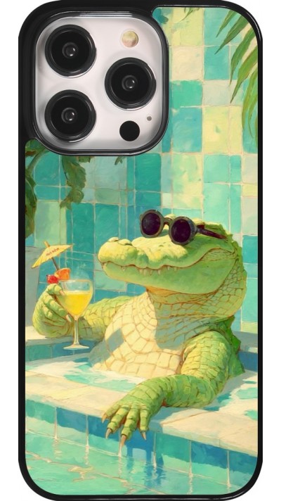 Coque iPhone 14 Pro - Crocodile in the swimming pool Summer 2026
