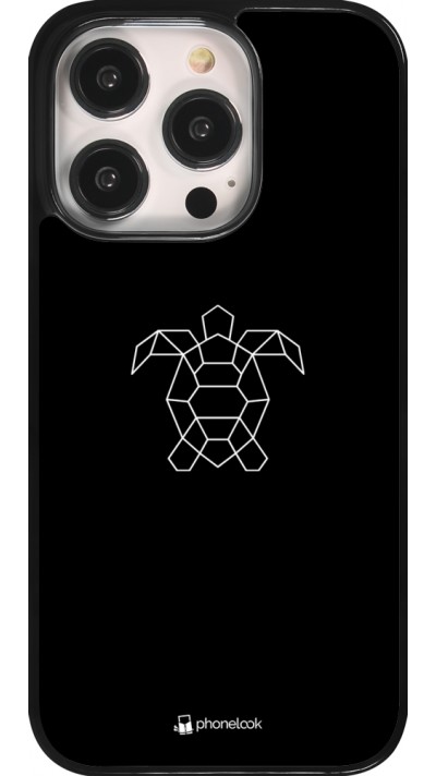 iPhone 14 Pro Case Hülle - Turtles lines on black