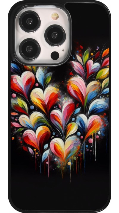Coque iPhone 14 Pro - Valentine 2024 Coeur Noir Abstrait