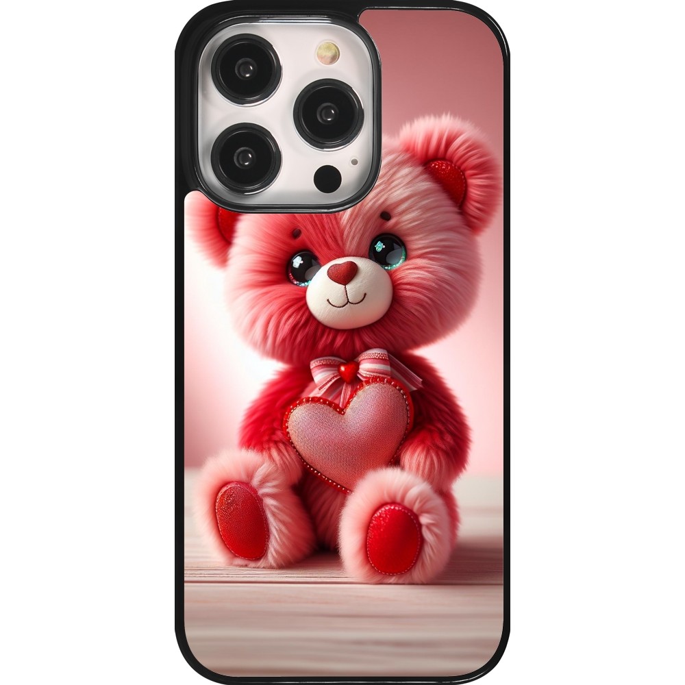 Coque iPhone 14 Pro - Valentine 2024 Ourson rose