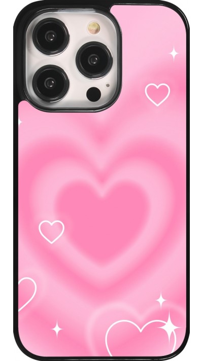 Coque iPhone 14 Pro - Valentine 2023 degraded pink hearts
