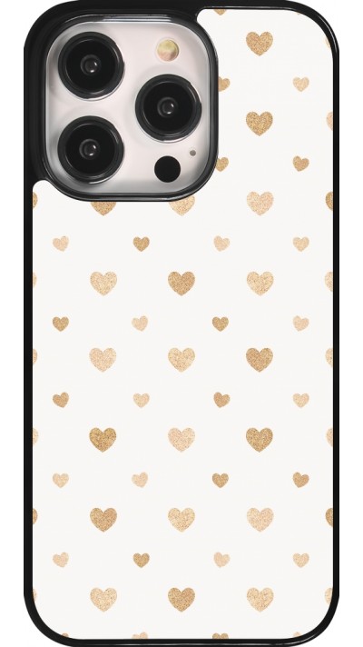 Coque iPhone 14 Pro - Valentine 2023 multiple gold hearts