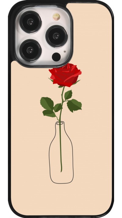 Coque iPhone 14 Pro - Valentine 2023 single rose in a bottle