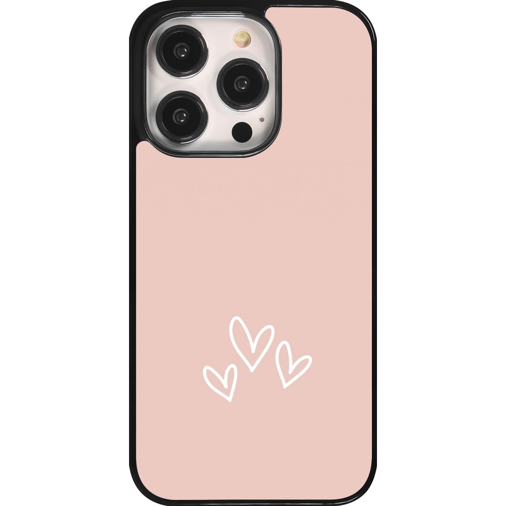 Coque iPhone 14 Pro - Valentine 2023 three minimalist hearts