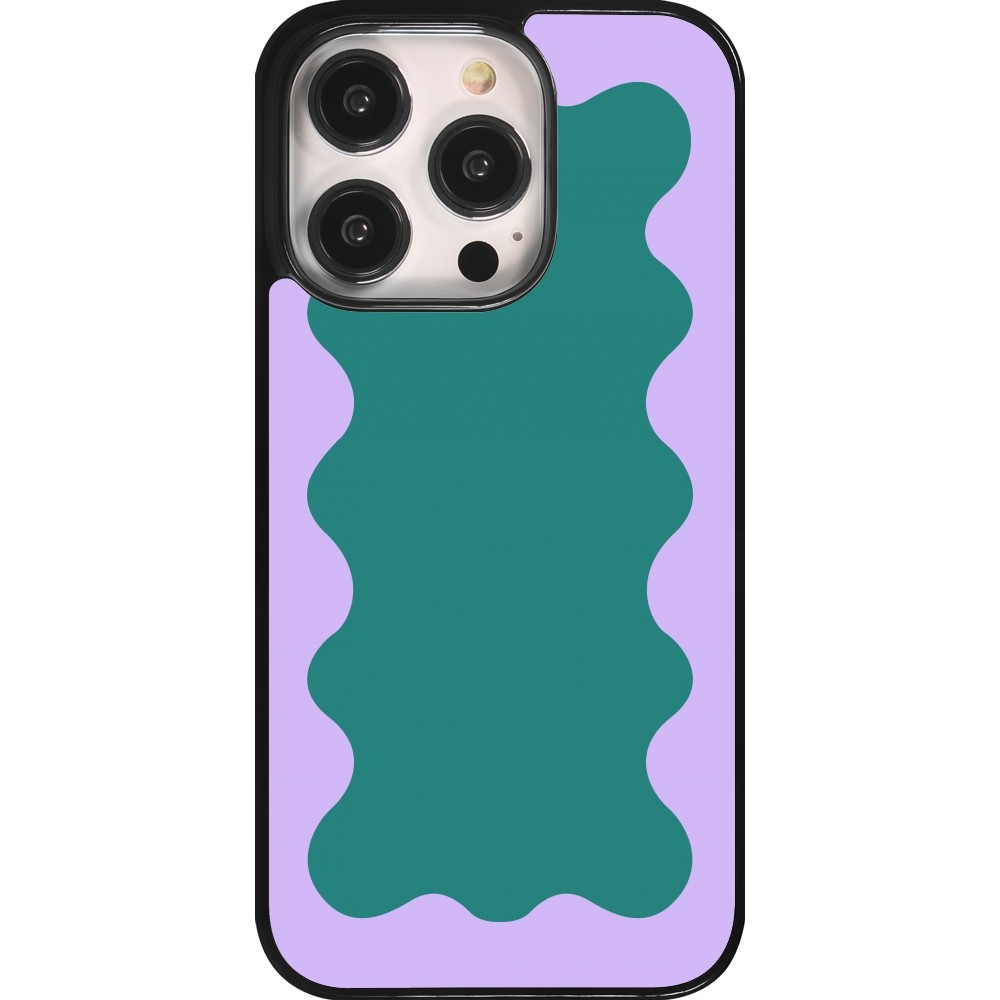 iPhone 14 Pro Case Hülle - Wavy Rectangle Green Purple