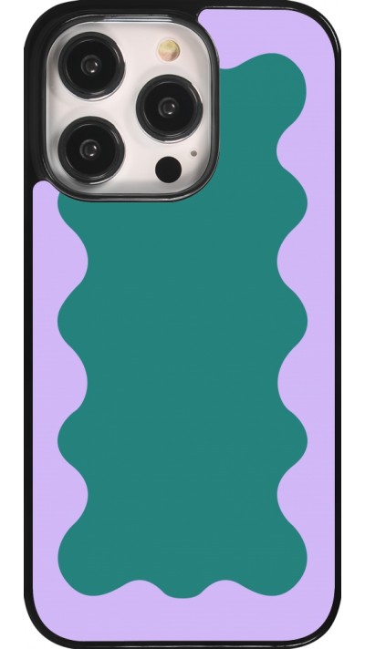Coque iPhone 14 Pro - Wavy Rectangle Green Purple
