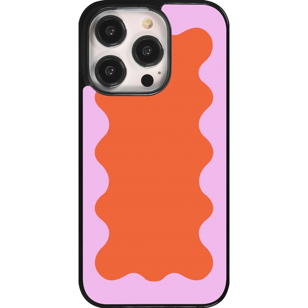 iPhone 14 Pro Case Hülle - Wavy Rectangle Orange Pink