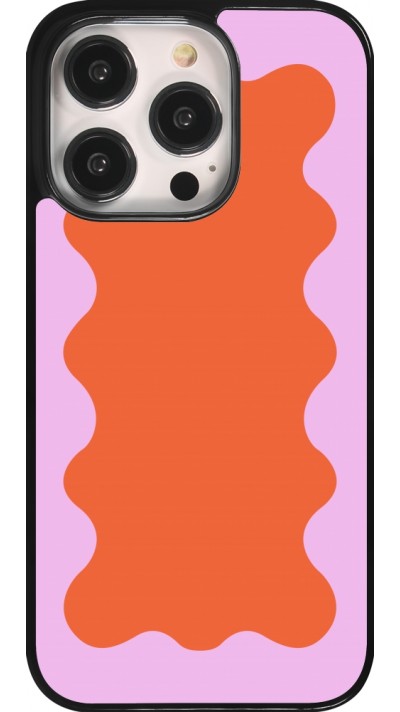 Coque iPhone 14 Pro - Wavy Rectangle Orange Pink