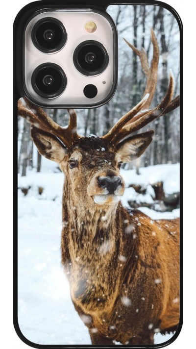 Coque iPhone 14 Pro - Winter 22 Cerf sous la neige