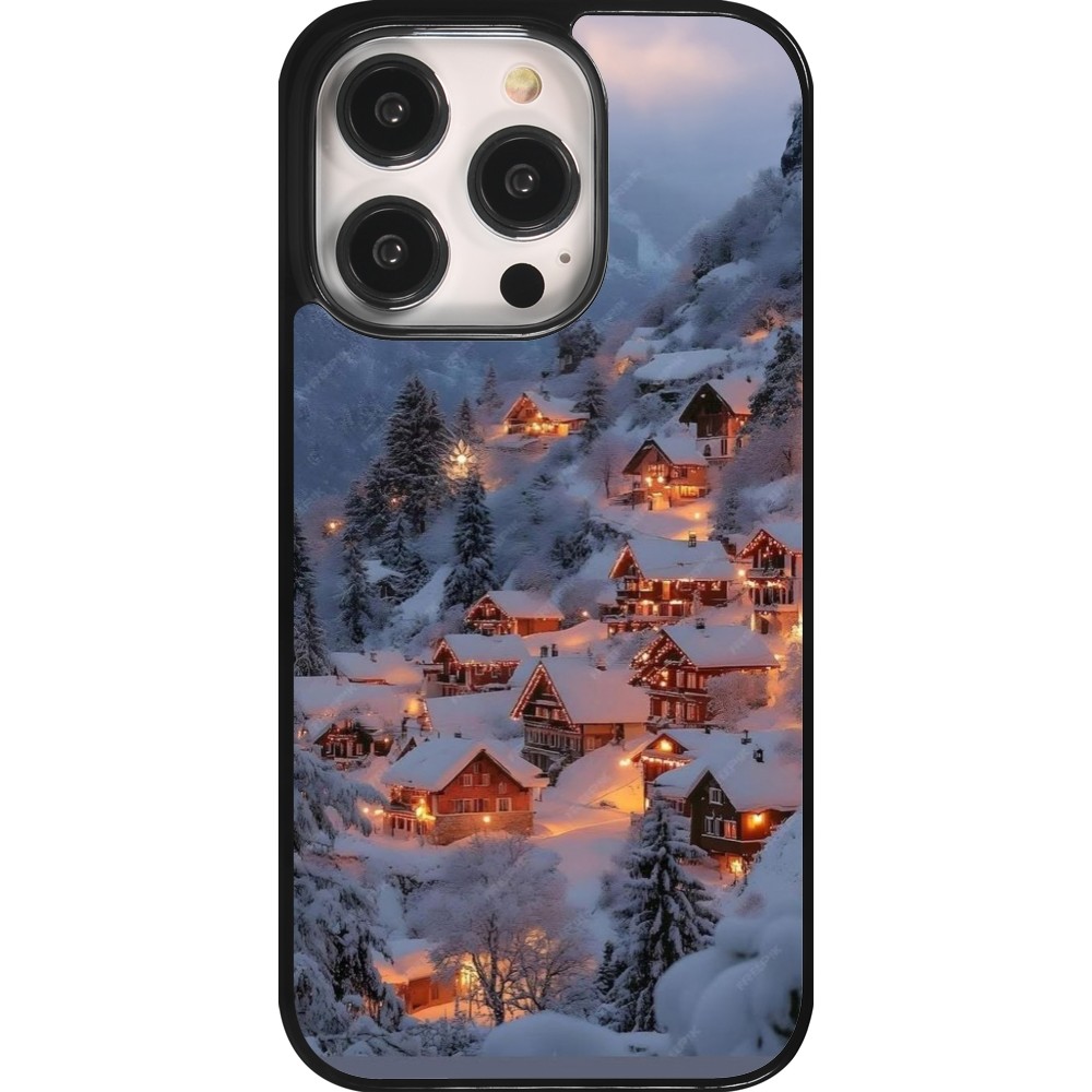 Coque iPhone 14 Pro - Winter 25 Winter snowy village