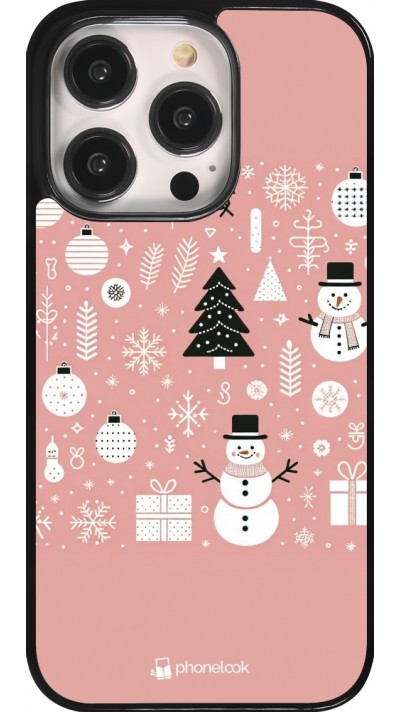 iPhone 14 Pro Case Hülle - Weihnachten 2024 Rose Schneemann Weihnachten