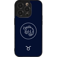 Coque iPhone 14 Pro - Silicone rigide noir Astrologie Taureau