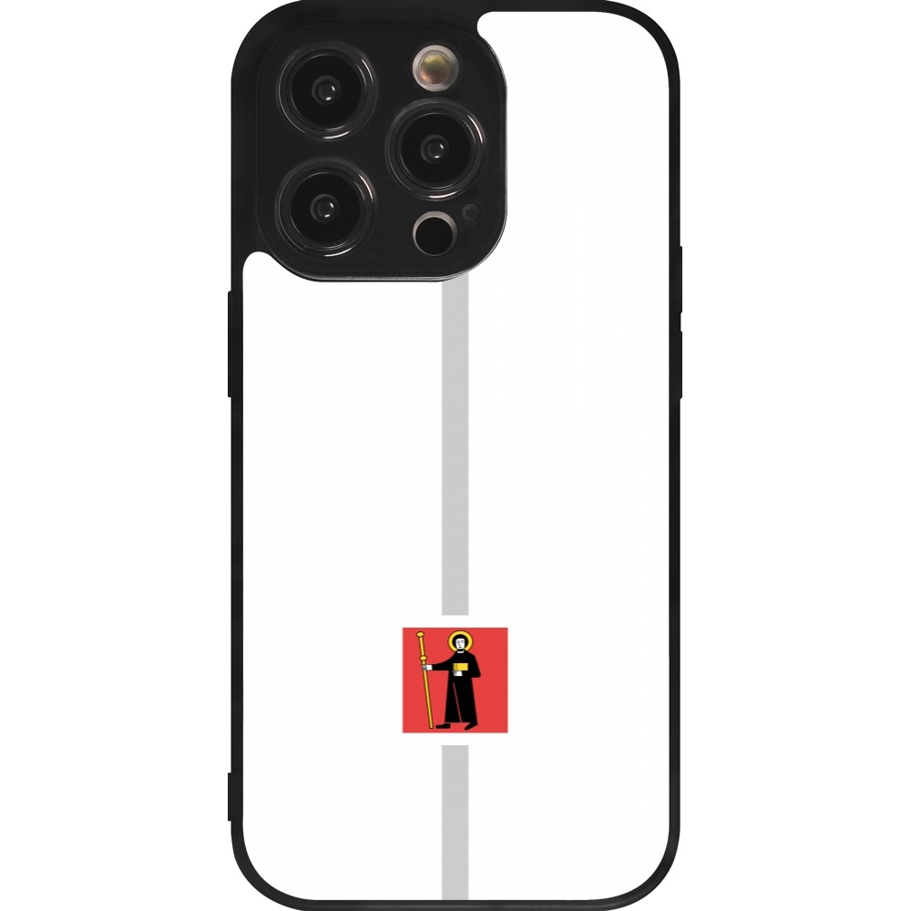 Coque iPhone 14 Pro - Silicone rigide noir Canton GL blanc