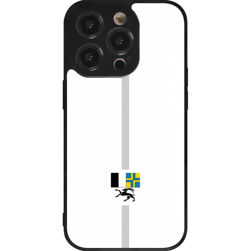 Coque iPhone 14 Pro - Silicone rigide noir Canton GR blanc