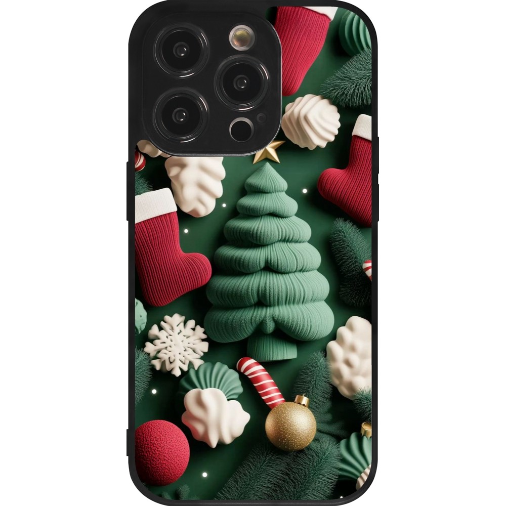 iPhone 14 Pro Case Hülle - Silikon schwarz Christmas 25 Christmas textiles