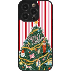 Coque iPhone 14 Pro - Silicone rigide noir Christmas 25 Happy Holiday