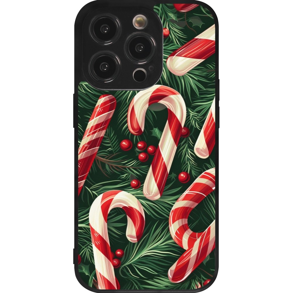 iPhone 14 Pro Case Hülle - Silikon schwarz Christmas 25 Xmas Stick