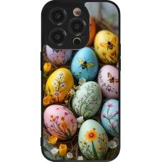 Coque iPhone 14 Pro - Silicone rigide noir Easter 2026 Eggs with bees