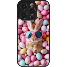 Coque iPhone 14 Pro - Silicone rigide noir Easter 2026 Rabbit fun