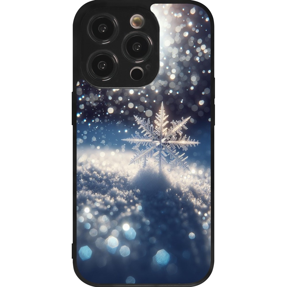 iPhone 14 Pro Case Hülle - Silikon schwarz Schneeflocke Solar Glanz