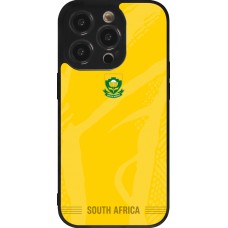 Coque iPhone 14 Pro - Silicone rigide noir Maillot de football Afrique du Sud 2026 personnalisable