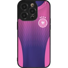 Coque iPhone 14 Pro - Silicone rigide noir Maillot de football Allemagne Extérieur personnalisable