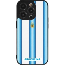 Coque iPhone 14 Pro - Silicone rigide noir Maillot de football Argentine 2026 personnalisable