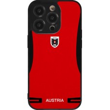Coque iPhone 14 Pro - Silicone rigide noir Maillot de football Autriche 2026 personnalisable