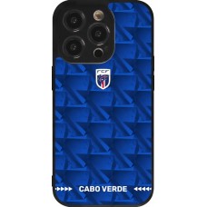 Coque iPhone 14 Pro - Silicone rigide noir Maillot de football Cap-Vert 2026 personnalisable